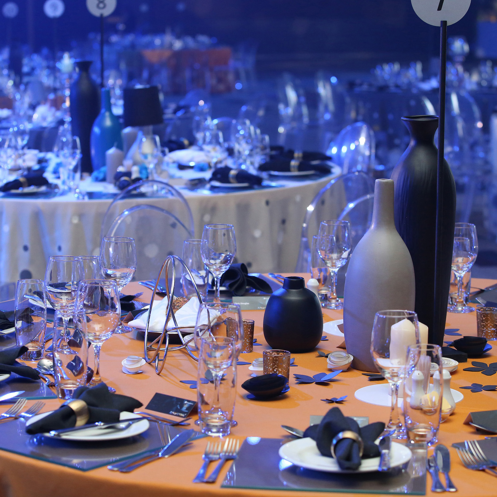 Gala,Tables,Set,Up,With,Blue,Lighting